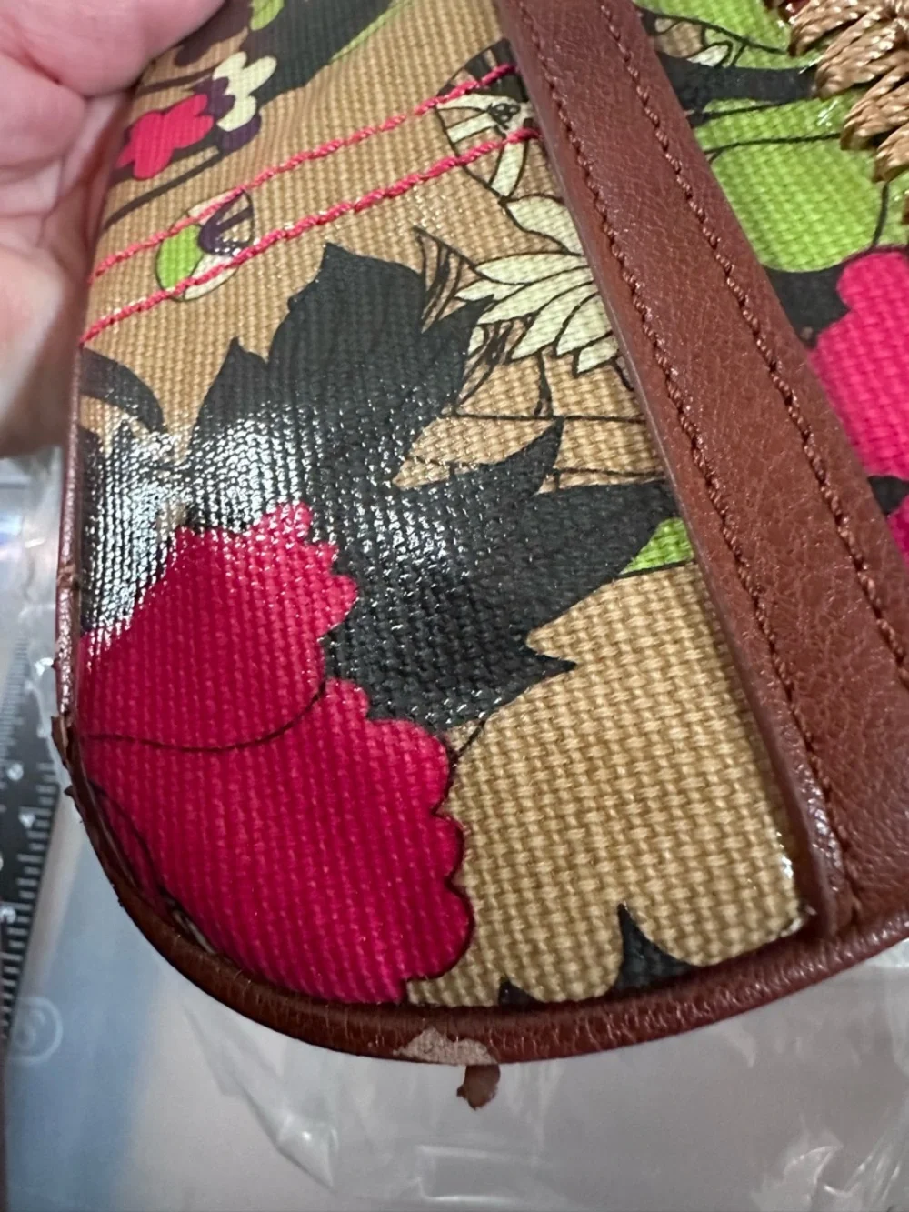 Sakroots ⚠️ Floral Wristlet Coin Purse - Brown & Pink 7 x 4 1/2 READ BELOW ⚠️